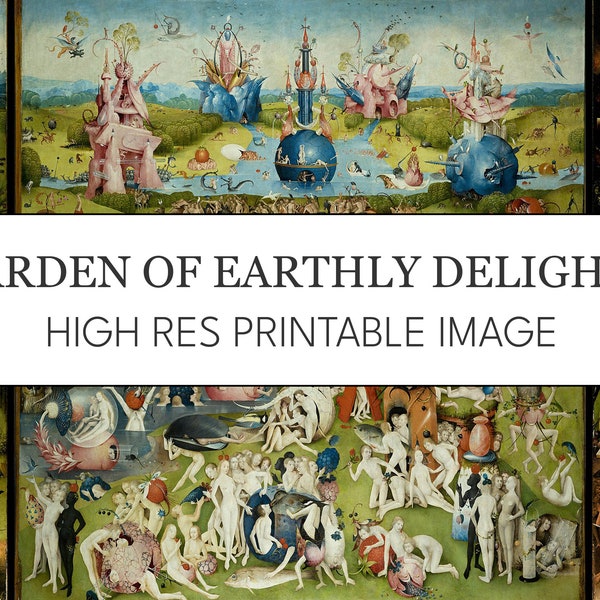 Garden of Earthly Delights Digital Print // Hieronymus Bosch High Res Image Download // Garden of Earthly Delights Print at Home Posters