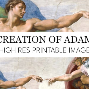 Creation of Adam Printable Digital Print // Michelangelo Sistine Chapel High Res Image Download // Creation of Adam Painting