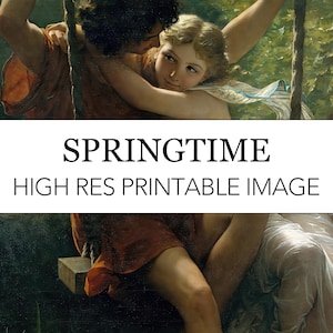 Springtime Couple Art Print: Pierre-Auguste Cot Romantic Painting (Digital Download)