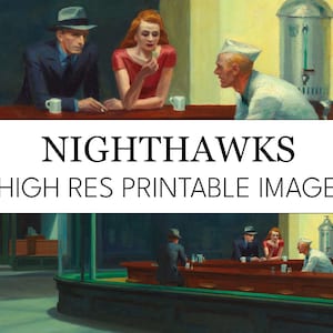 Stampa digitale stampabile di Nighthawks // Edward Hopper High Res Image Download // Nighthawks Print at Home Posters // American Art Masterpiece