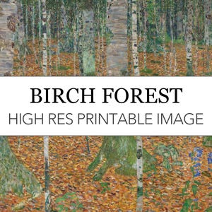Birkenwald Klimt Digitaler Druck // Klimt Druckbares Bild // Birkenwald Klimt Wand Kunst // Bauernhaus mit Birken // Kommerzielle Rechte