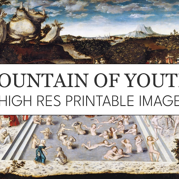 The Fountain of Youth Digital Print // Lucas Cranach High Res Image Download // Fountain of Youth Print at Home Posters