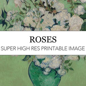 Roses Van Gogh Printable Digital Print // Roses and Vase Flowers Painting // High Res Image Download // Van Gogh Still Life Wall Art