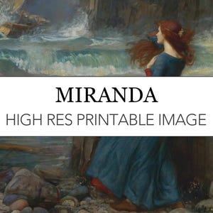 Miranda The Tempest Printable Digital Print // John William Waterhouse Pre-Raphaelite High Res Image Download // Miranda The Tempest