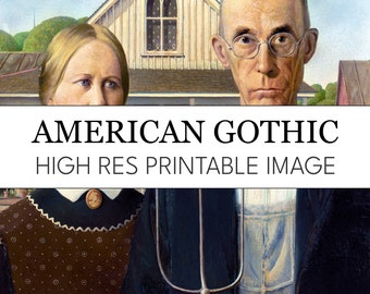 American Gothic Digital Print: Grant Wood Painting, High-Res Download