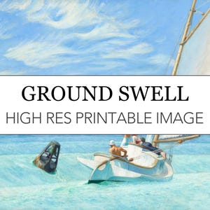 Impresión digital imprimible de Ground Swell // Descarga de imágenes de alta resolución de Edward Hopper // Pósteres para imprimir en casa de Ground Swell // Arte estadounidense