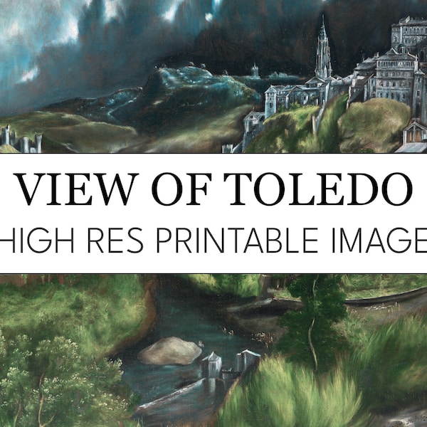 View of Toledo Printable Digital Print // El Greco High Res Image Download // View of Toledo Print at Home Posters // Spanish Landscape Art