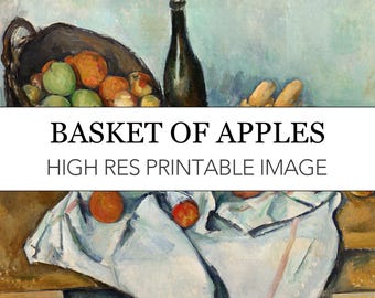 Cezanne Basket of Apples Print: Impressionism Still Life (Digital Download)