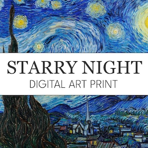 Starry Night Van Gogh Digital Print // High Res Printable Starry Night Image // Starry Night Painting // Van Gogh Poster Wall Art