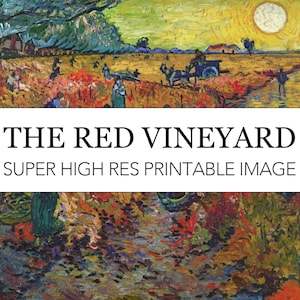Red Vineyard Van Gogh Printable Digital Print // Red Vineyard Sunset Painting // High Res Image Download // Van Gogh Sunrise Landscape Art