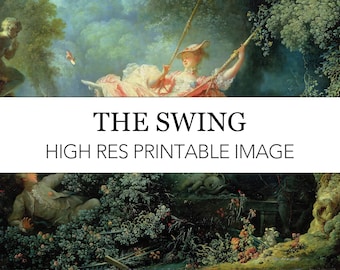 The Swing Fragonard Digital Print // Woman in Swing High Res Image Download // Fragonard The Swing Wall Art // Rococo Lady Swinging Painting
