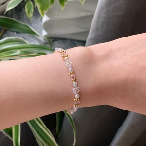 Rose gold floral bracelet, daisy bracelet