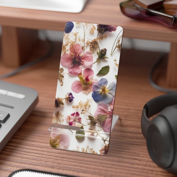 Pastel Wildflower IPhone Stand phone dock IPhone Holder, Office Decor Desk Organization Mobile Display Stand for Smartphones