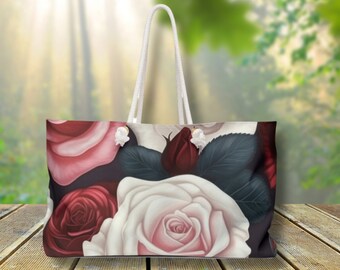Roses Tote Bag, Bridesmaid gift, Beach bag, Teacher gift, floral bag, Shoulder bag, travel bag, gift for her, Mother's Day, girlfriend gift