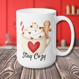 Stay Cozy Hot Cocoa Mug, 15oz Ceramic Coffee Mug