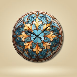 Stained Glass Wall Clock, Stained glass aesthetic timepiece, unique wall clock, kitchen office bedroom patio outdoor clock