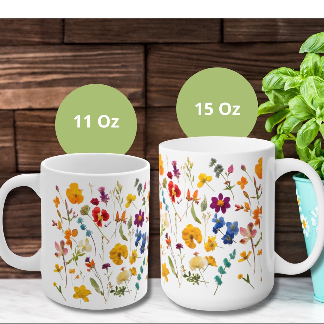 Pressed Wildflower Mug: Boho Cottagecore Floral Tea Cup - Etsy