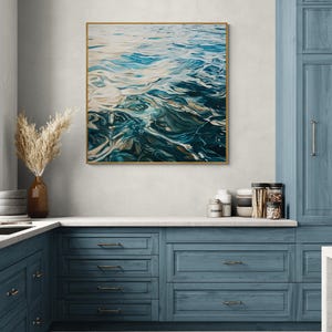Abstract Ocean Waves Print: Coastal Blue Minimalist Art (Digital Download)