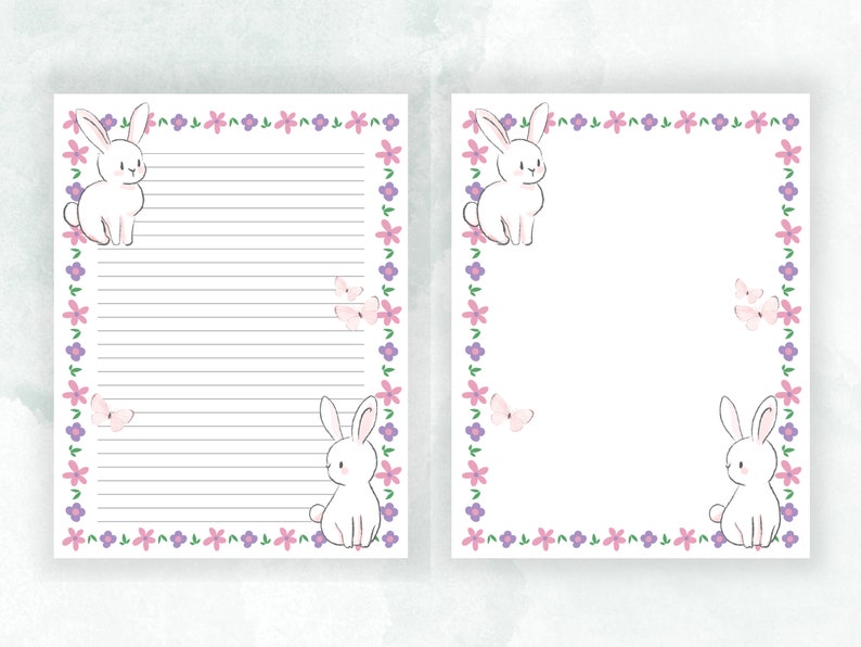 Spring Bunnies Writing Paper | Stationary Set | Digital Download ...