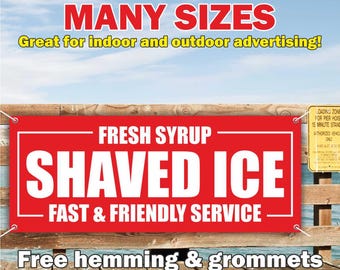 Banner de hielo raspado en vinilo o malla, letrero publicitario para interiores y exteriores, helados, jarabe fresco, postres congelados, envío gratis, ojales, tamaño personalizado.