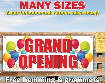 Gran inauguración. Pancarta de vinilo o malla, letrero publicitario para interiores y exteriores, Próximamente, Letrero de nueva tienda, Envío gratis, Ojales, Tamaño personalizado.