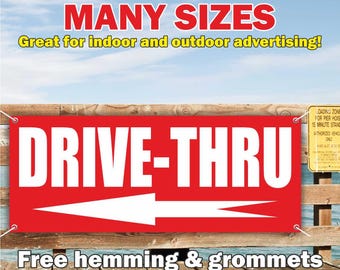Banner de vinilo o malla para servicio en auto, letrero publicitario para interiores y exteriores, flecha direccional a la izquierda, bienvenido, envío gratis, ojales, tamaño personalizado.