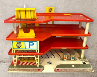 ESSO Wader Parkhaus Nr. 5051 3 Floors Multi Storey Garage Parking Play House Car Park Gas Station Lift - Scale 1/43 Model Cars, West Germany