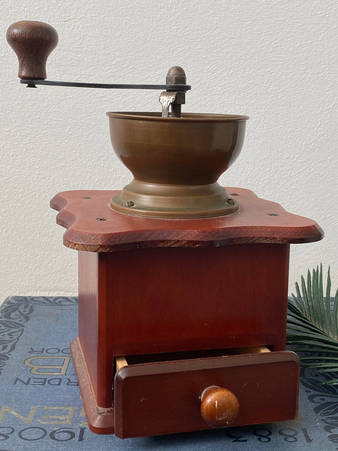 Vintage Wooden Coffee Grinder by D.E Douwe Egberts Dutch, Holland