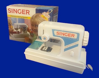 Singer Nähmaschine Kettenstich-Pedal-Set + BOX 1990 6+ Lernen Nähen realistisch, 90er Jahre Spielzeug Vintage Kinder Kinder Mädchen Jungen - GETESTET, FUNKTIONIERT!