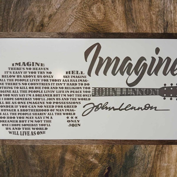 John Lennon Sign, Imagine, The Beatles, Song lyric Sign, Custom Song, Song Lyrics, Guitar lyrics sign, Custom sign, John Lennon, White Sign