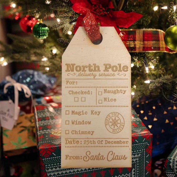 From Santa Christmas Gift Tag - Personalized Santa Gift Tag- Wooden Gift Tag - Gift Embellishment - Wood Gift Tag - From the North Pole