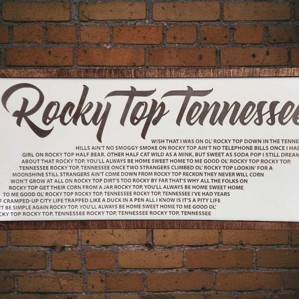 Tennessee gift - Rocky Top Tennessee Song Lyrics - Song lyrics Sign - Personalized Rustic Sign - TN Sign- Tennessee - white framed sign - TN