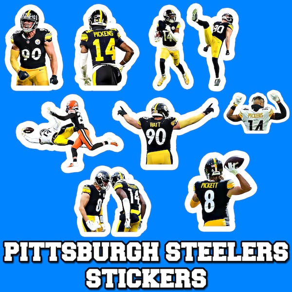 NFL Pittsburgh Steelers Sticker Bundle Waterproof Steelers Vinyl Sticker Gift for Steeler Fans Gifts Football Fan Gifts TJ Watt Sticker Watt