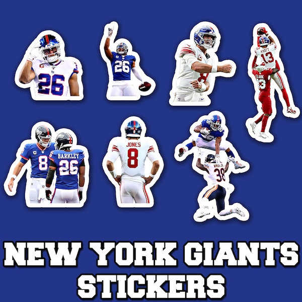 NFL New York Giants Sticker Bundle Waterproof Giants Vinyl Sticker Gift for Giant Fans Gifts Football Fan Gifts Saquon Barkley Daniel Jones