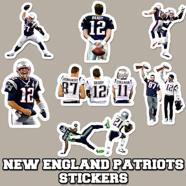 NFL New England Patriots Sticker Bundle Waterproof Patriots Vinyl Sticker Gift for NFL Patriots Fans Gifts for Football Fan Gifts Tom Brady