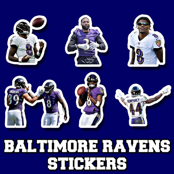 NFL Baltimore Ravens Sticker Bundle Waterproof Ravens Vinyl Sticker Gift for Raven Fans Gifts for Football Fan Gifts Lamar Jackson Sticker