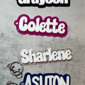 Personalized Keychain, Acrylic Name Tags, Name Keychain, 3D Name Tag, Diaper Bag Tag, Party Favors