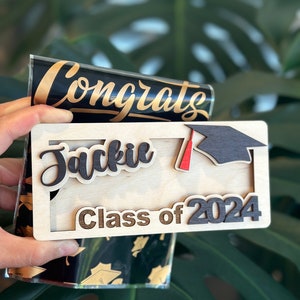 Personalized Graduation Money Gift Holder, Class of 2024 & 2025 Graduation Cash, Customize, 3D**free gift bag**