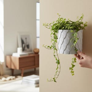 Macetero con aspecto de piedra, macetero con drenaje automático y bandeja, macetero vertical de pared.