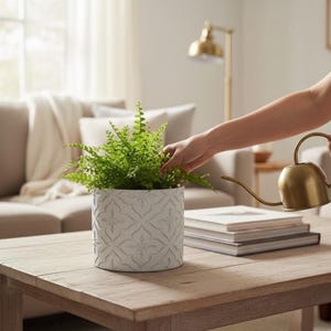 Scandi Style Planter, Matte Texture Pot, Stone Color Pot