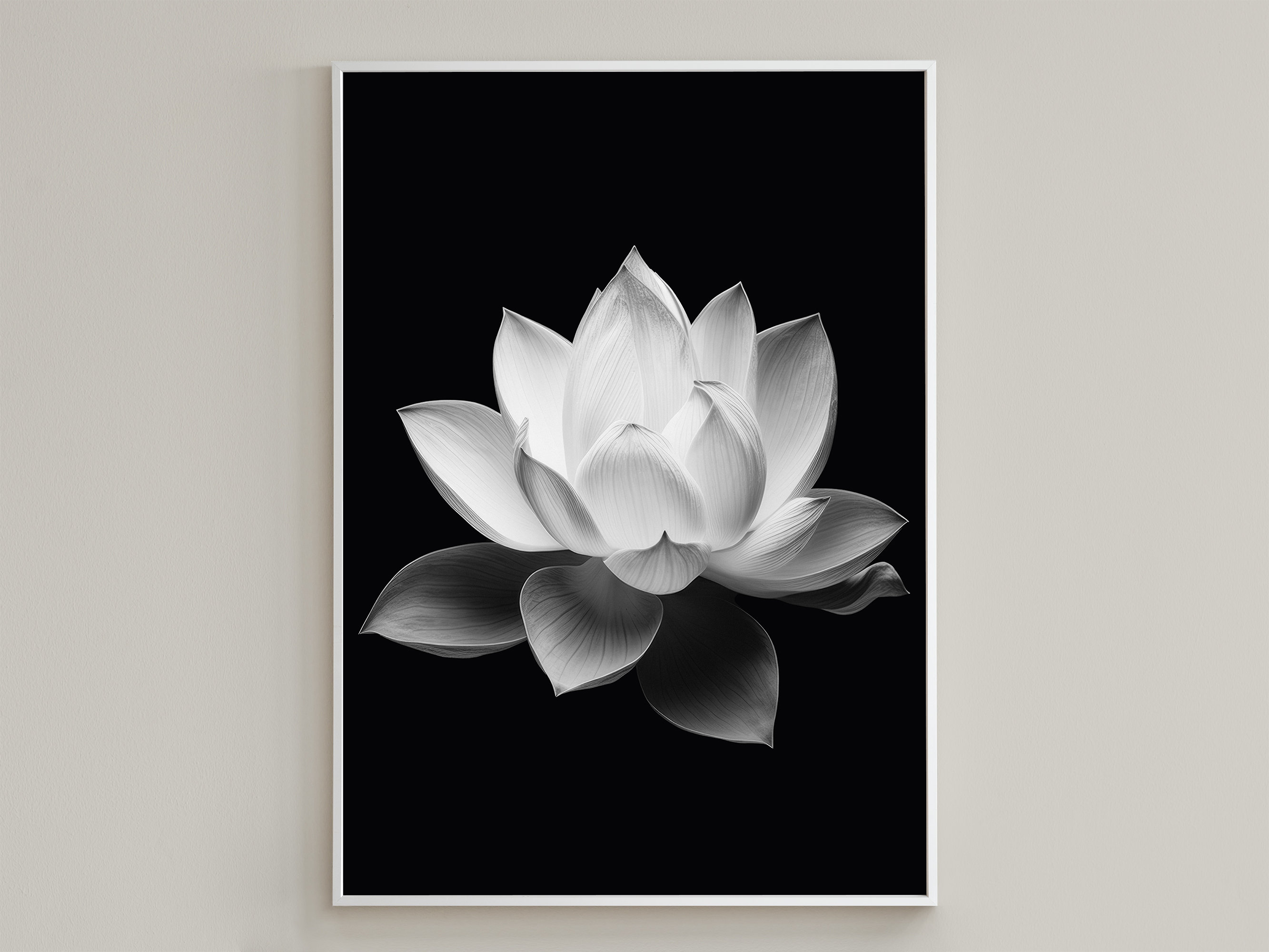 Black & White Lotus Flower Printable Wall Art / Art Print