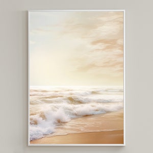 Pastel Beach Digital Art Print / Downloadable Ocean Print /Waves Art Print /Wall Decor /Coastal Printable/Sea Digital Print /Boho Home Decor