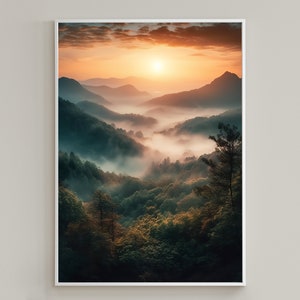 Sunrise at Mountains Landscape Printable Wall Art  / Art Print / Wall Decor / Printable Wall Art / Digital Print / Digital Download
