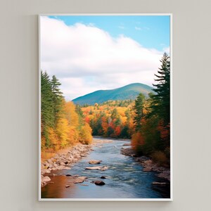 Fall River Printable Wall Art / Autumn Art Print and Wall Decor / Fall Landscape Wall Art / Vertical Nature Digital Print /Digital Download