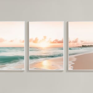 Set of 3: Vanilla Sunset Digital Downloads /Neutral Art Print / Beach Wall Decor /Coastal Printable /Sea Ocean Digital Print/Boho Home Decor