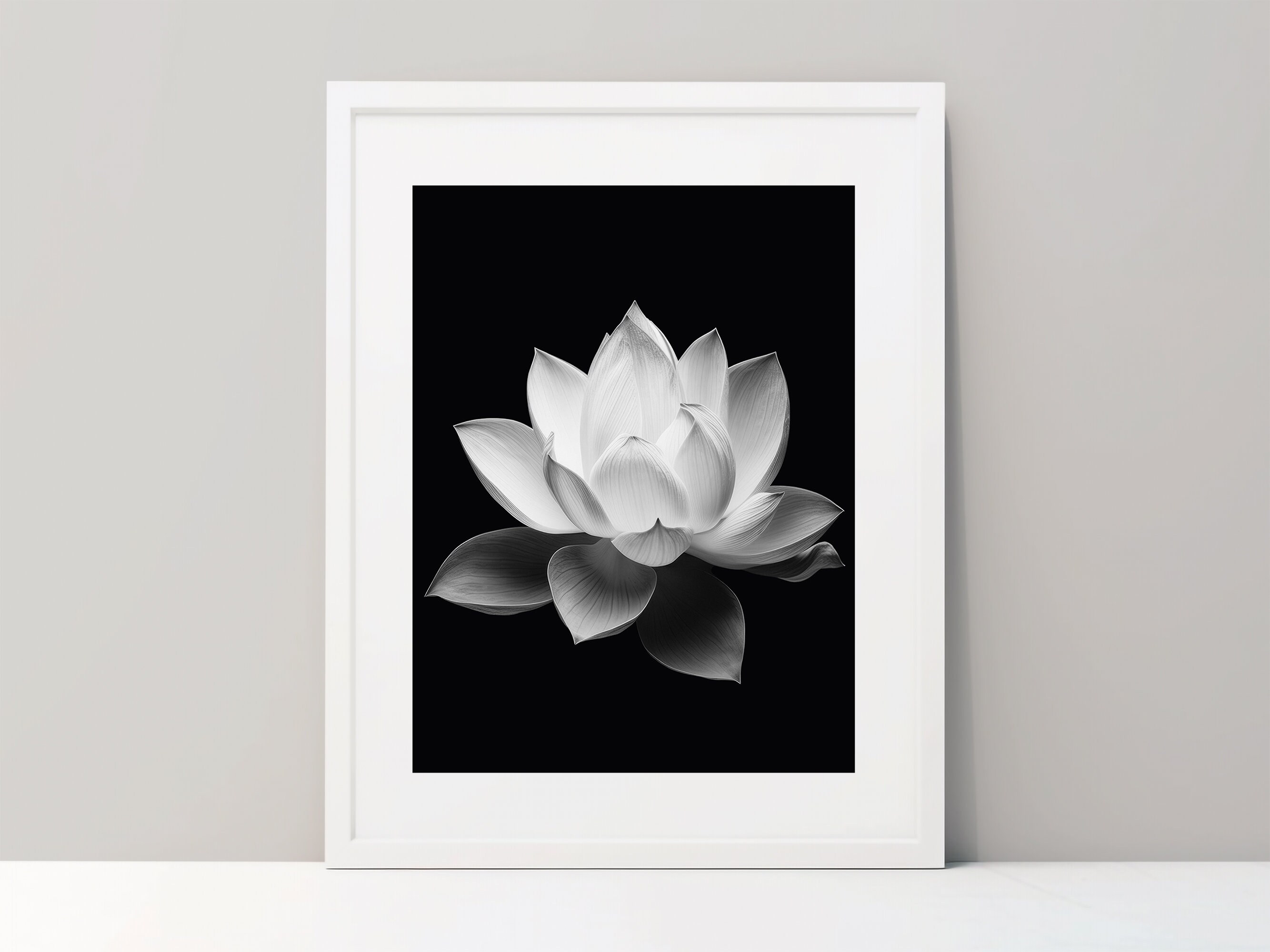 Black & White Lotus Flower Printable Wall Art / Art Print / Botanical ...