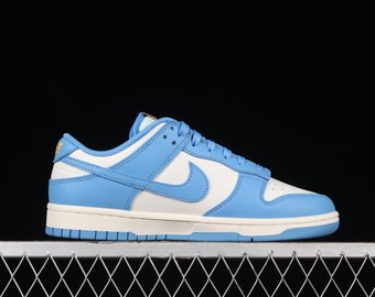 Dunks Low Coast Sneaker, Blue/Yellow Dunks, Low Blue And White Custom Dunks, Dunk Lows