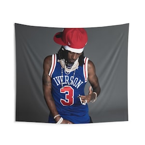 Tapices de pared para interiores con bandera de la camiseta de Allen Iverson de Playboi Carti 2024