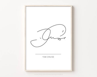 Tom Cruise Autograph Print, Printable Wall Art, Minimalist Wall Decor, Actor Comedian Prints, Celebrity Signature Poster, Actress Fan Gift