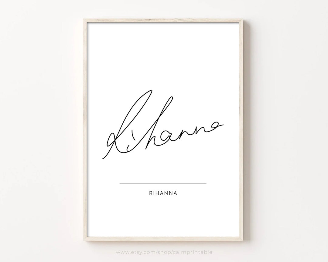 Rihanna Autograph Print Printable Wall Art Minimalistisch - Etsy België